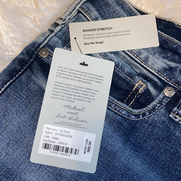 Silver jeans suki curvy fit mid rise skinny leg size 20 NWT - Picture 4 of 5